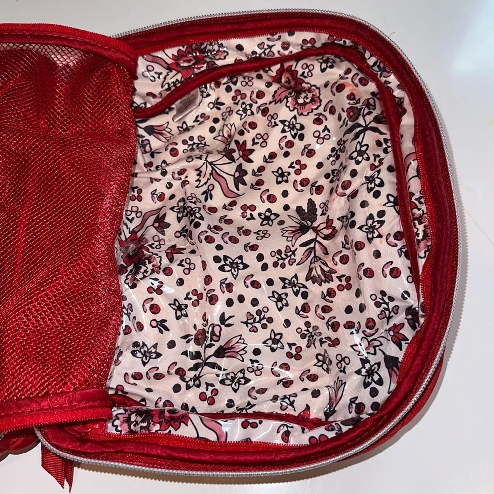 Vera Bradley Cardinal Red Lay Flat Cosmetic Organizer in Performance Twill